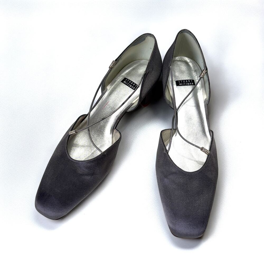 VTG STUART WEITZMAN Square Toe Satin Strap Ballet Flat in Lavender Gray Size 9